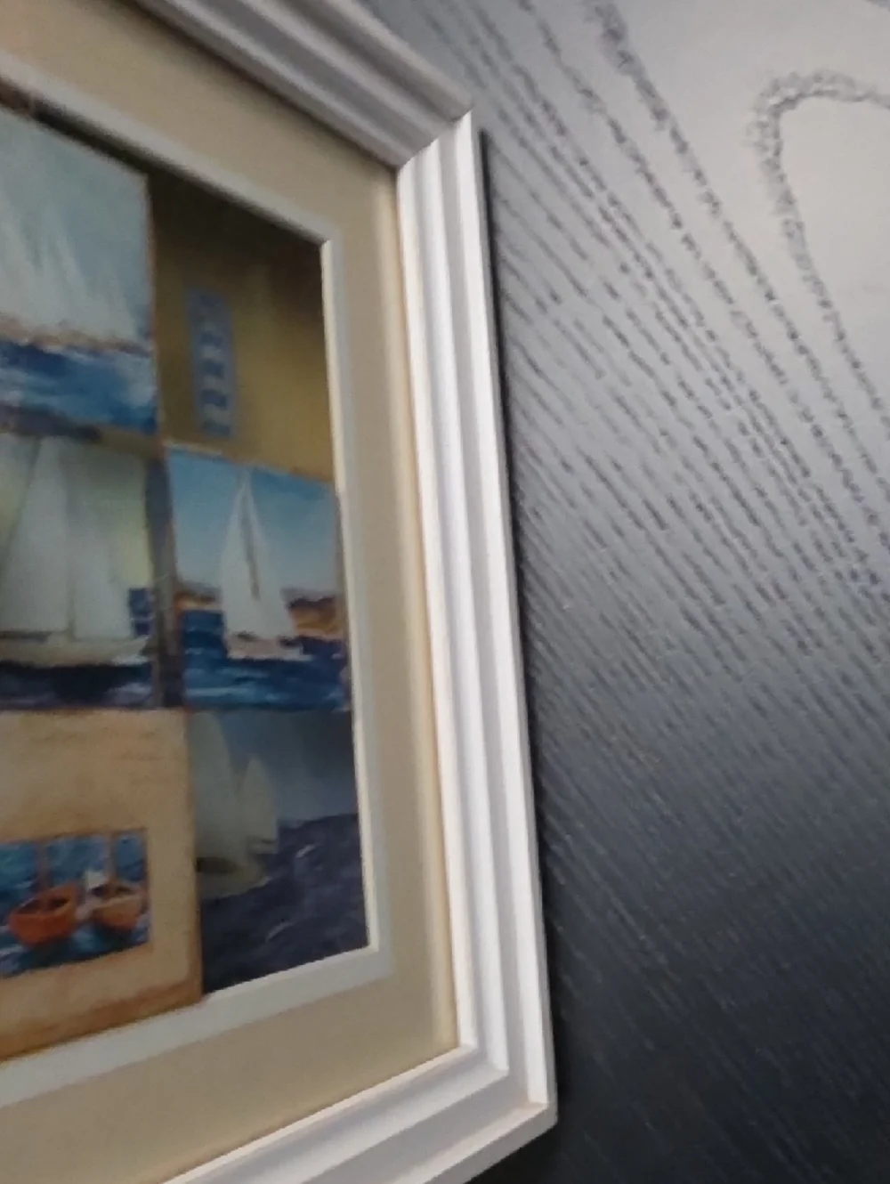 Coastal Sailboat Collage Wall Art - White Frame - 9 Tiles 3D